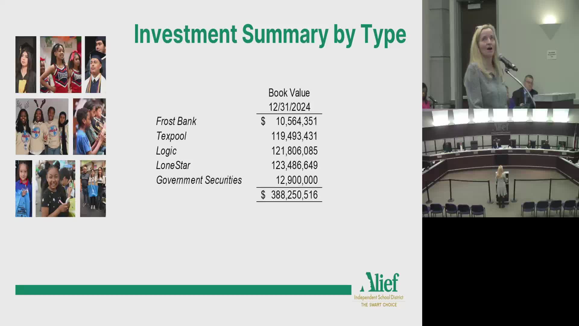 ALIEF ISD board affirms annual investment review, approves training providers and brokers