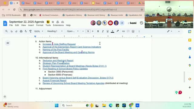 Oak Creek-Franklin board approves special-education aides, elementary science indicators and names the new pool